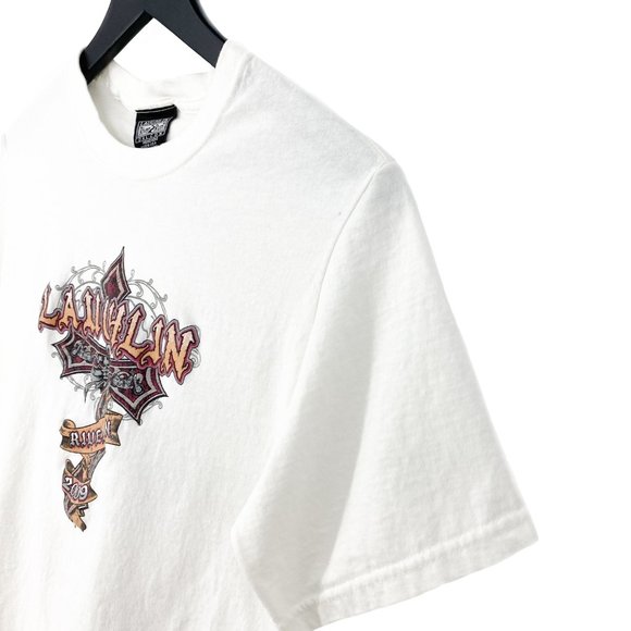 2009 LAUGHLIN RIVER RUN CROSS White Graphic T-Shirt Size S - Picture 6 of 16